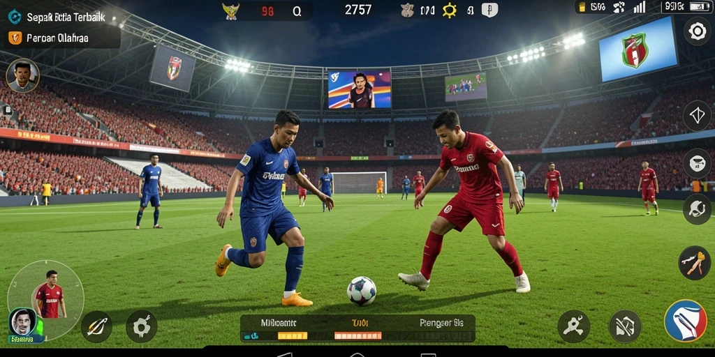 Tangkapan layar menunjukkan aksi mendebarkan dalam game sepak bola.