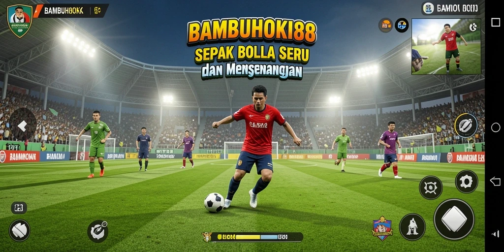 Gameplay intens dari BAMBUHOKI88 dalam aksi sepak bola.