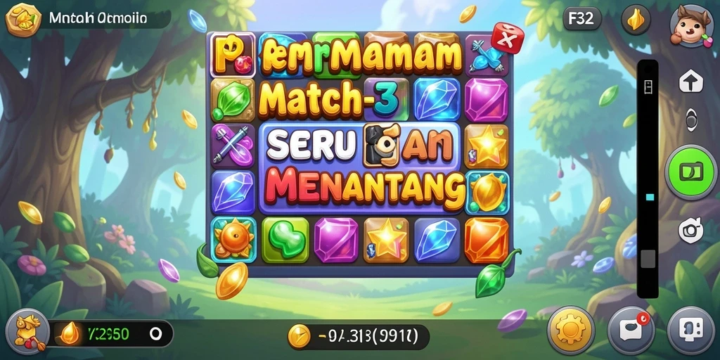 Tampilan gameplay F32 yang cerah dan menarik dalam genre Match-3.