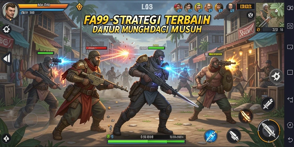 Screenshot menunjukkan pertempuran strategis yang intens di FA99.